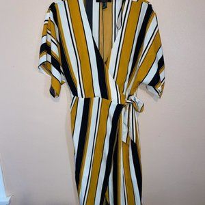 FOREVER 21 STRIPED WRAP DRESS L